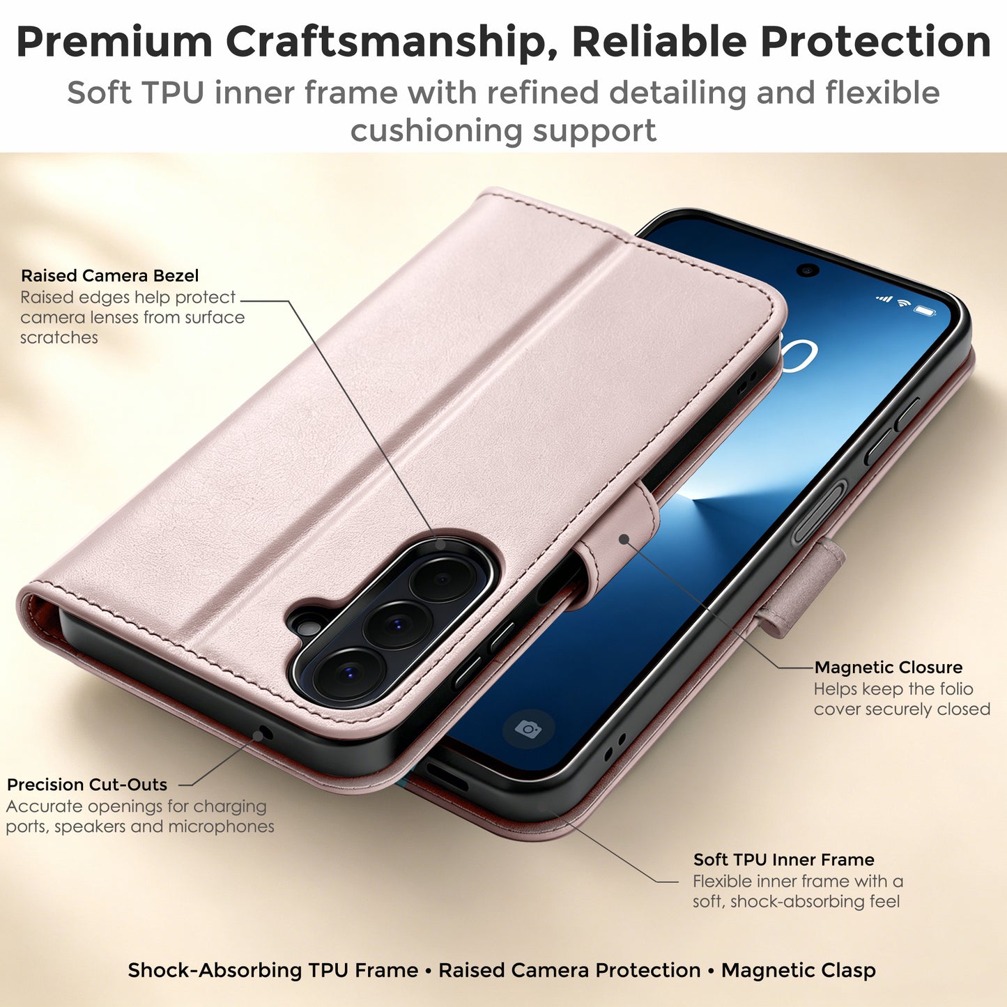 TECHGEAR RFID Wallet Case for Samsung Galaxy A27 5G / A27 4G – Premium PU Leather Flip Cover with Card Slots, Clear ID Window, Kickstand & Wrist Strap