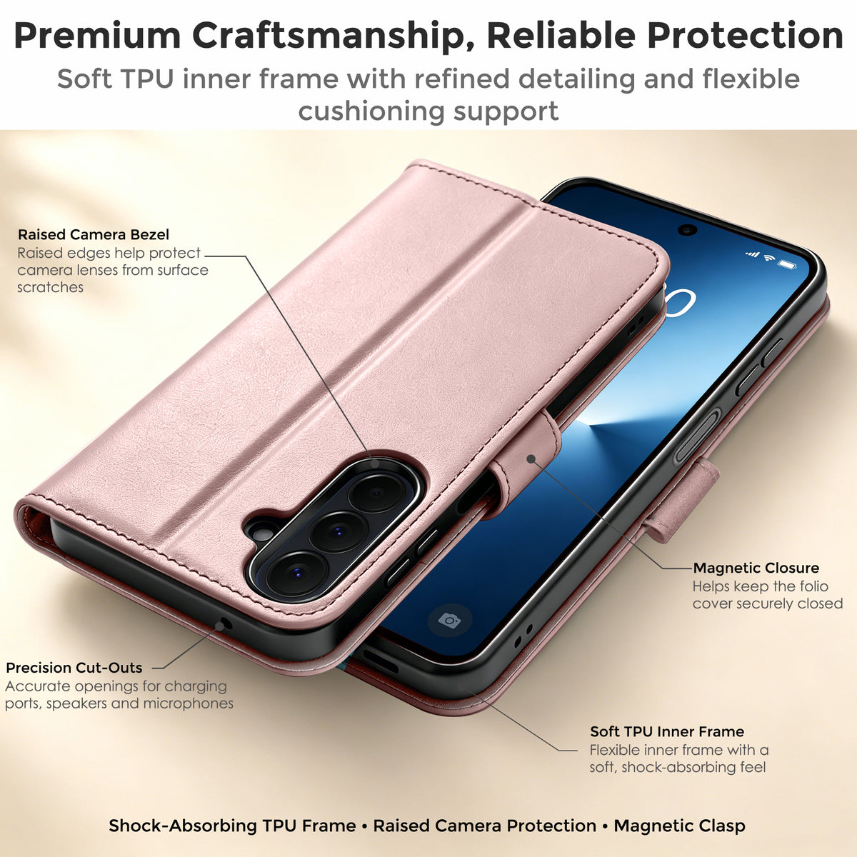 TECHGEAR RFID Wallet Case for Samsung Galaxy A27 5G / A27 4G – Premium PU Leather Flip Cover with Card Slots, Clear ID Window, Kickstand & Wrist Strap