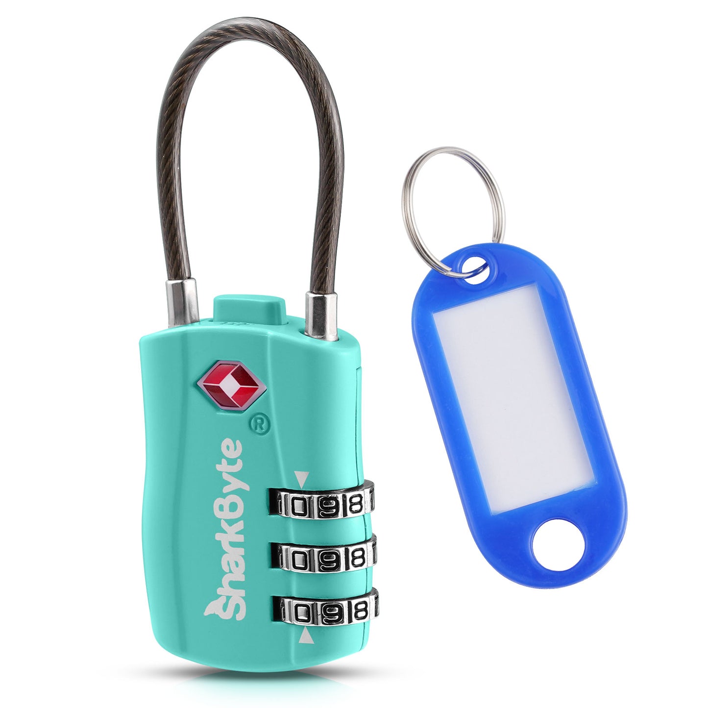 SharkByte TSA Suitcase Locks – 3-Dial Combination Cable Wire Travel Padlock for Luggage, Suitcases, Backpacks, Gym Lockers & Travel Bags (1 / 2 / 3 / 4 Pack)