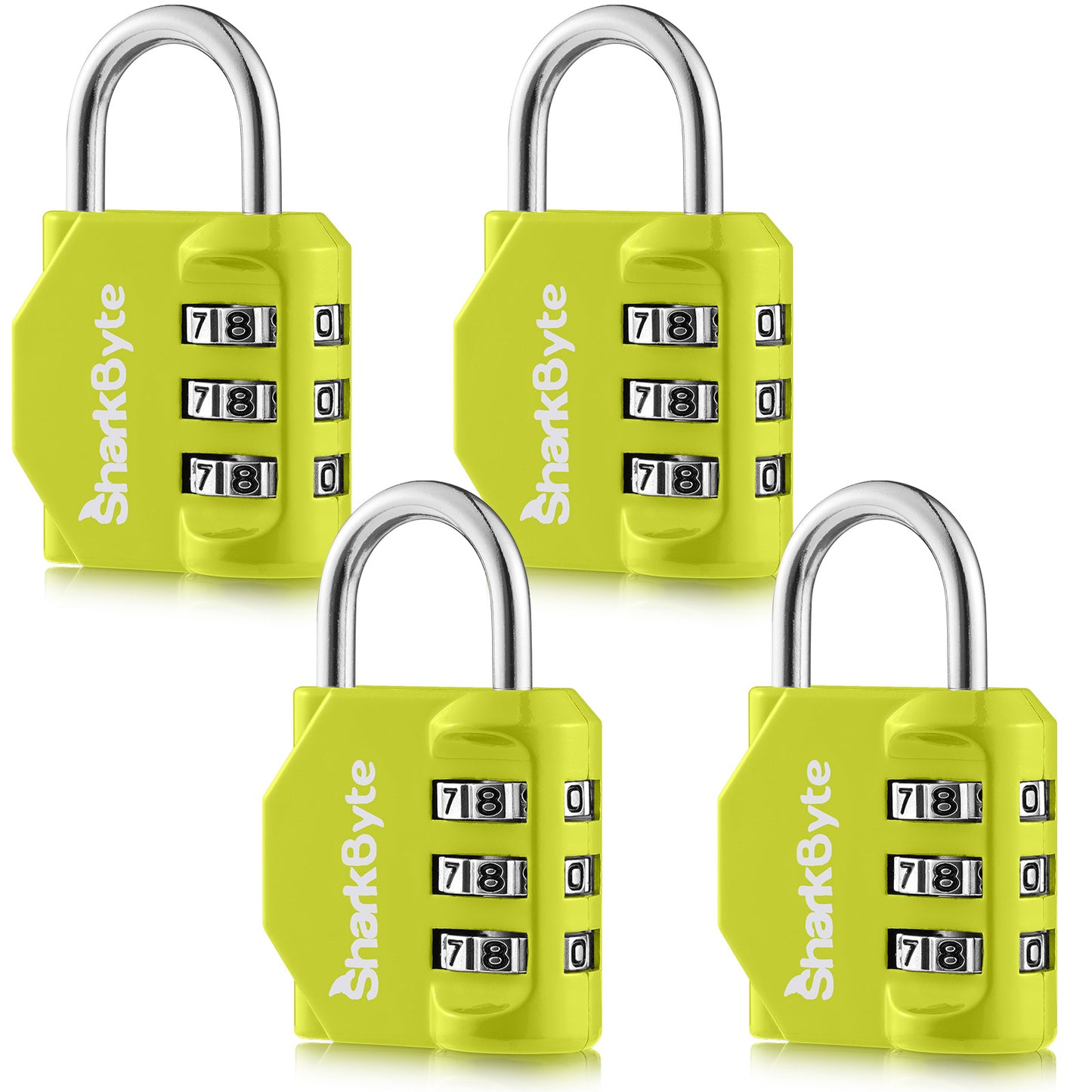 SharkByte Luggage Locks – 3-Dial Weatherproof Combination Padlock for Suitcases, Travel Bags, Gym Lockers & Outdoor Use (1 / 2 / 3 / 4 Pack)