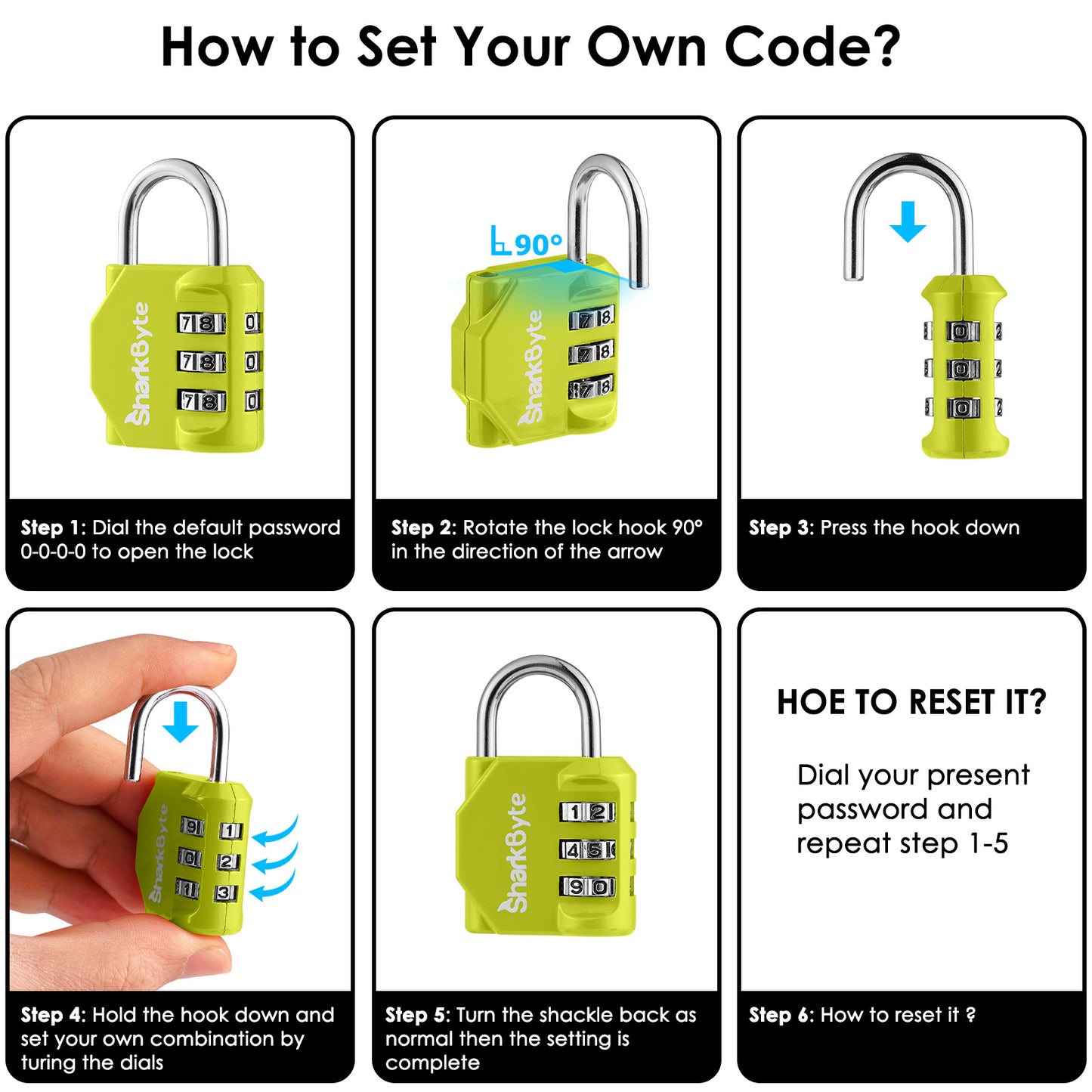 SharkByte Luggage Locks – 3-Dial Weatherproof Combination Padlock for Suitcases, Travel Bags, Gym Lockers & Outdoor Use (1 / 2 / 3 / 4 Pack)