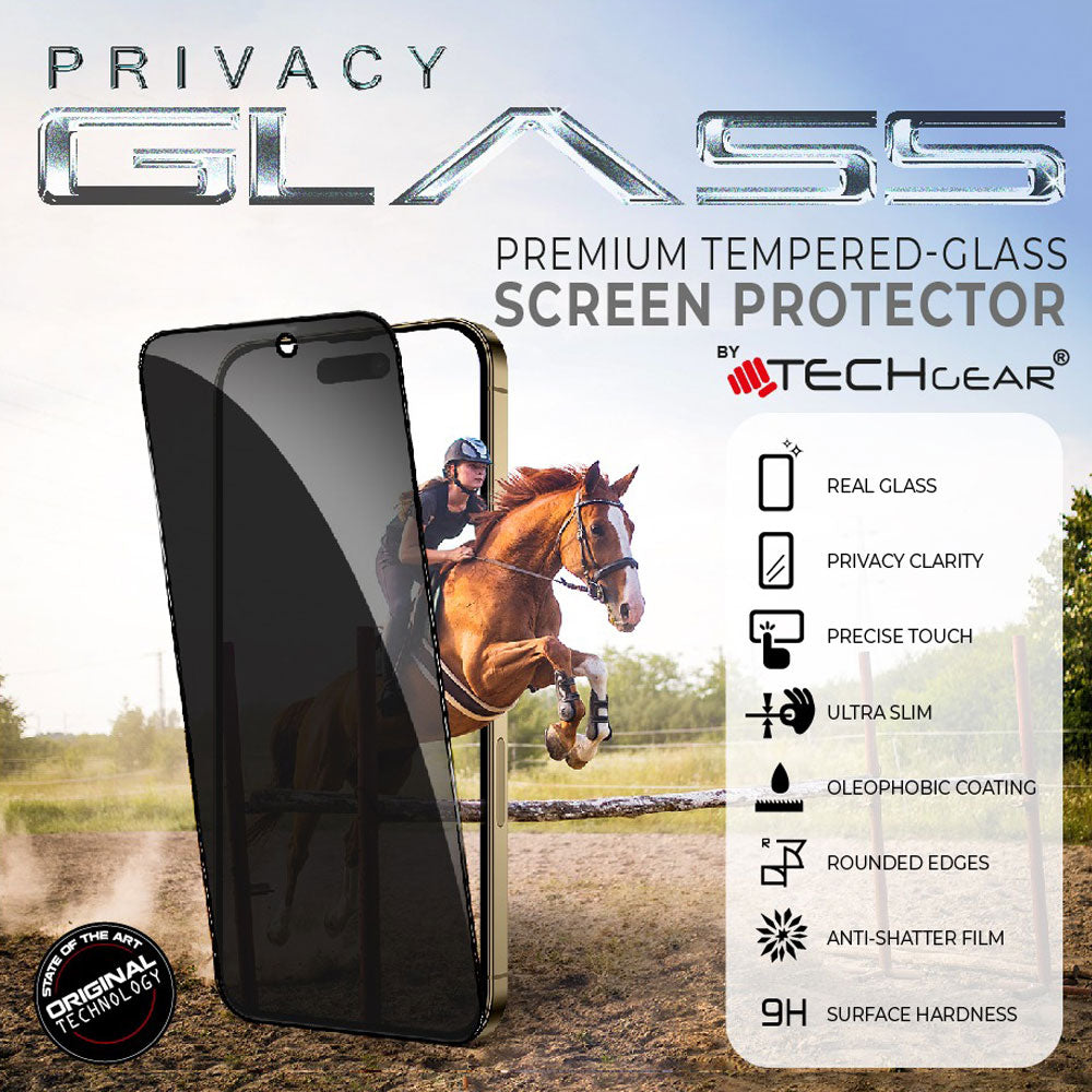 TECHGEAR Anti-Spy Privacy Glass Screen Protector for iPhone 17 Pro Max (2025 / 6.9") – 3D Full Coverage Tempered Glass, Anti-Peeping Filter, Face ID Compatible
