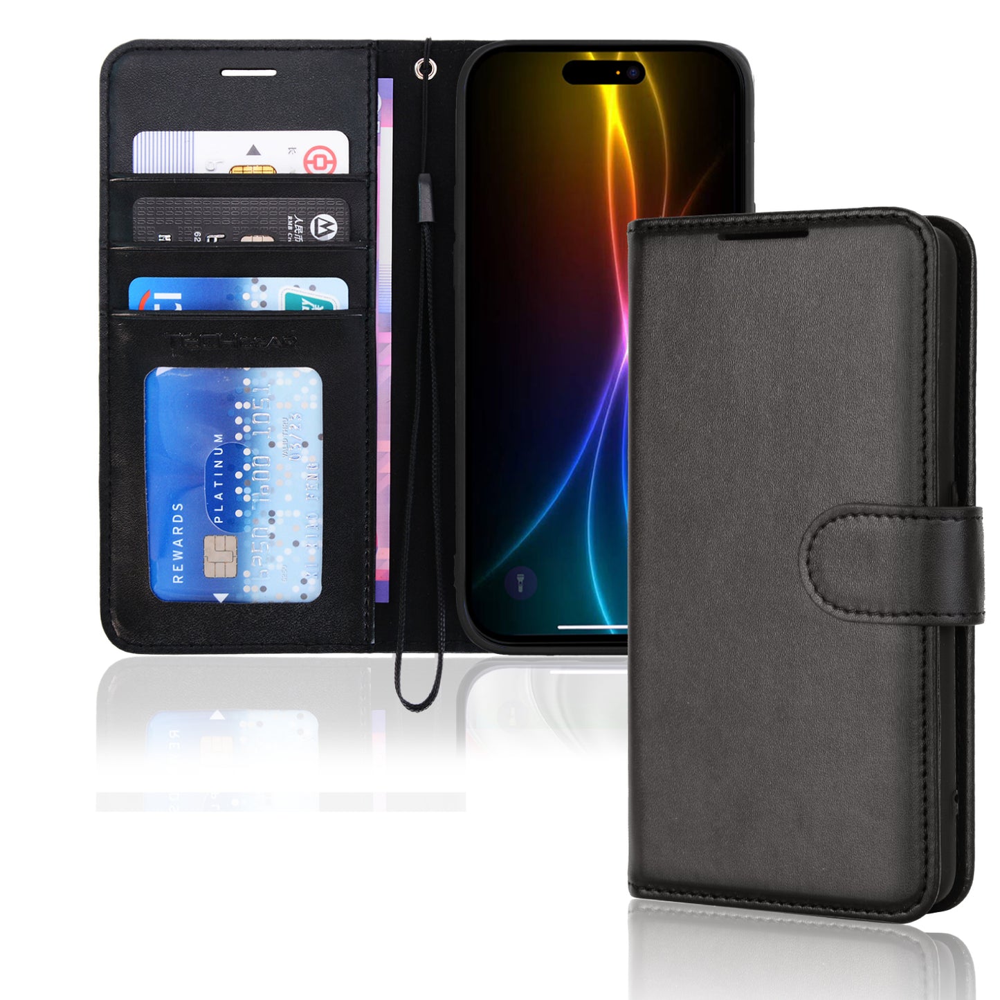 [Wallet Case] RFID Blocking, Leather Flip Cover with Card Holder, Kickstand, Wrist Strap, Magnetic Closure For Apple iPhone Air