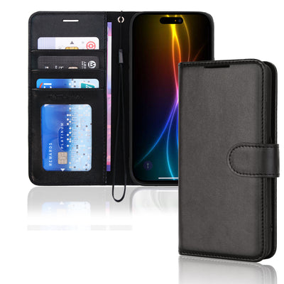 [Wallet Case] RFID Blocking, Leather Flip Cover with Card Holder, Kickstand, Wrist Strap, Magnetic Closure For Apple iPhone Air
