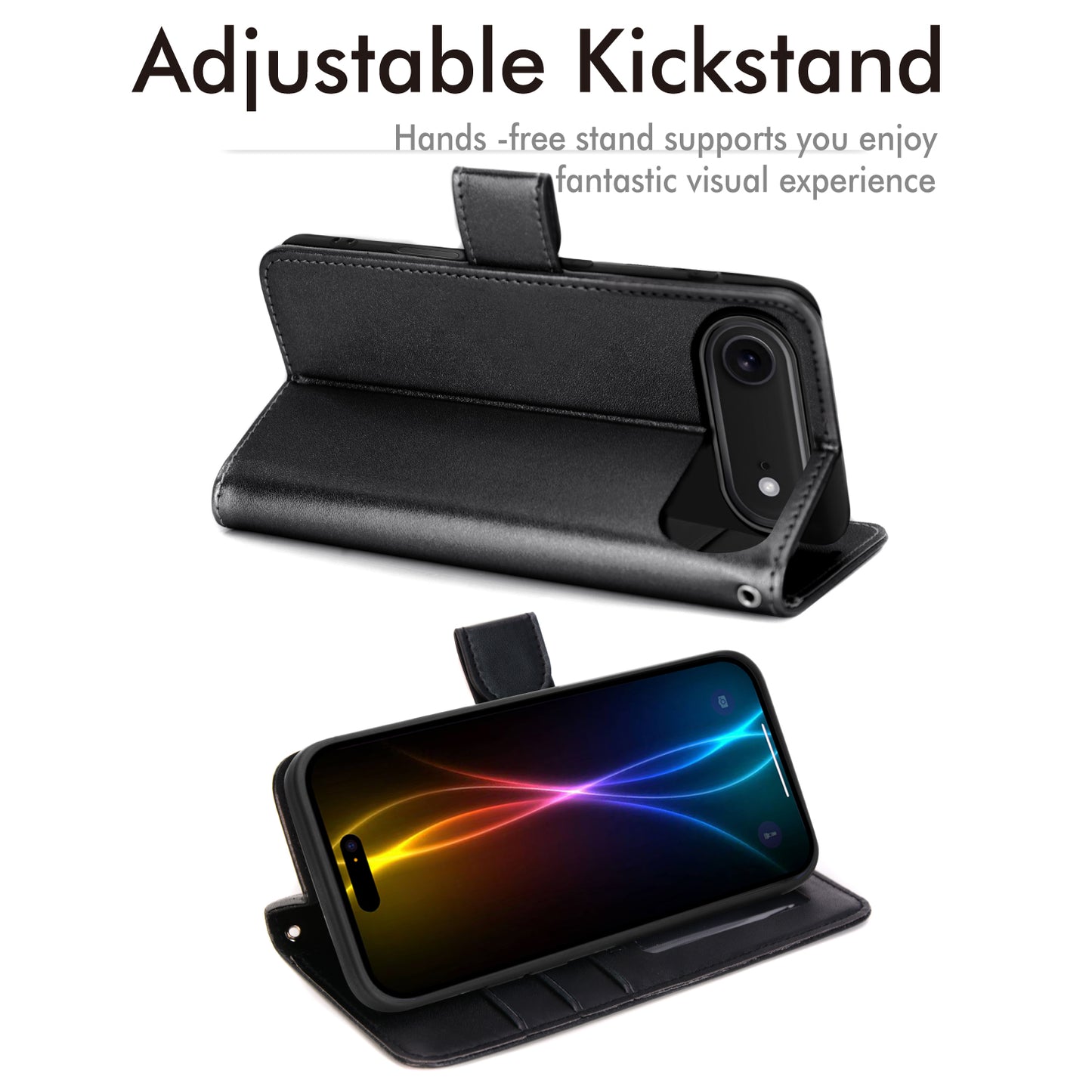 [Wallet Case] RFID Blocking, Leather Flip Cover with Card Holder, Kickstand, Wrist Strap, Magnetic Closure For Apple iPhone Air