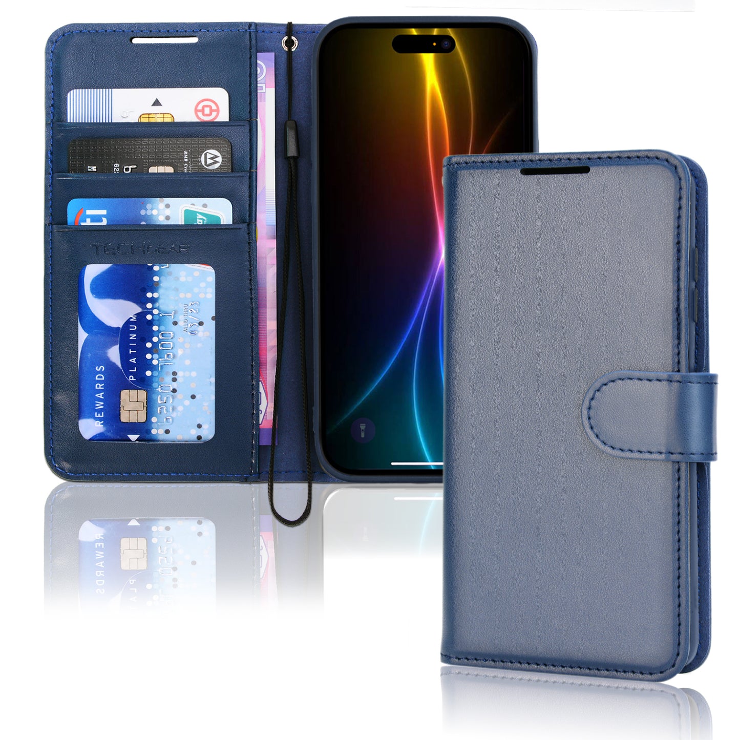 [Wallet Case] RFID Blocking, Leather Flip Cover with Card Holder, Kickstand, Wrist Strap, Magnetic Closure For Apple iPhone Air