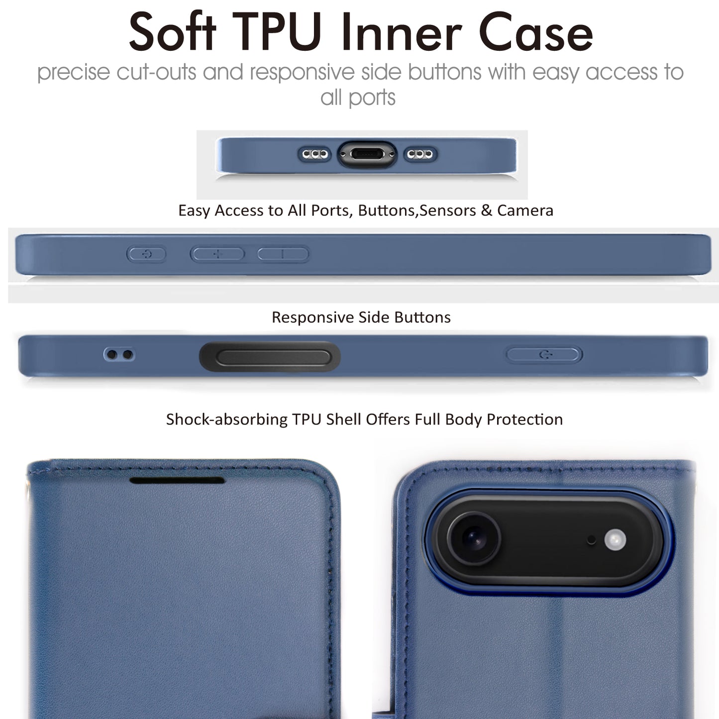 [Wallet Case] RFID Blocking, Leather Flip Cover with Card Holder, Kickstand, Wrist Strap, Magnetic Closure For Apple iPhone Air