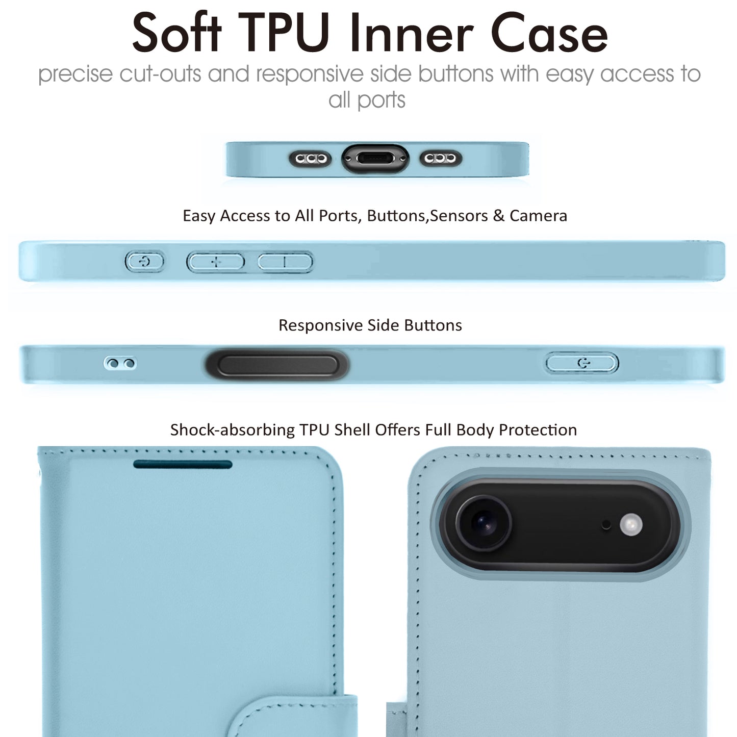 [Wallet Case] RFID Blocking, Leather Flip Cover with Card Holder, Kickstand, Wrist Strap, Magnetic Closure For Apple iPhone Air