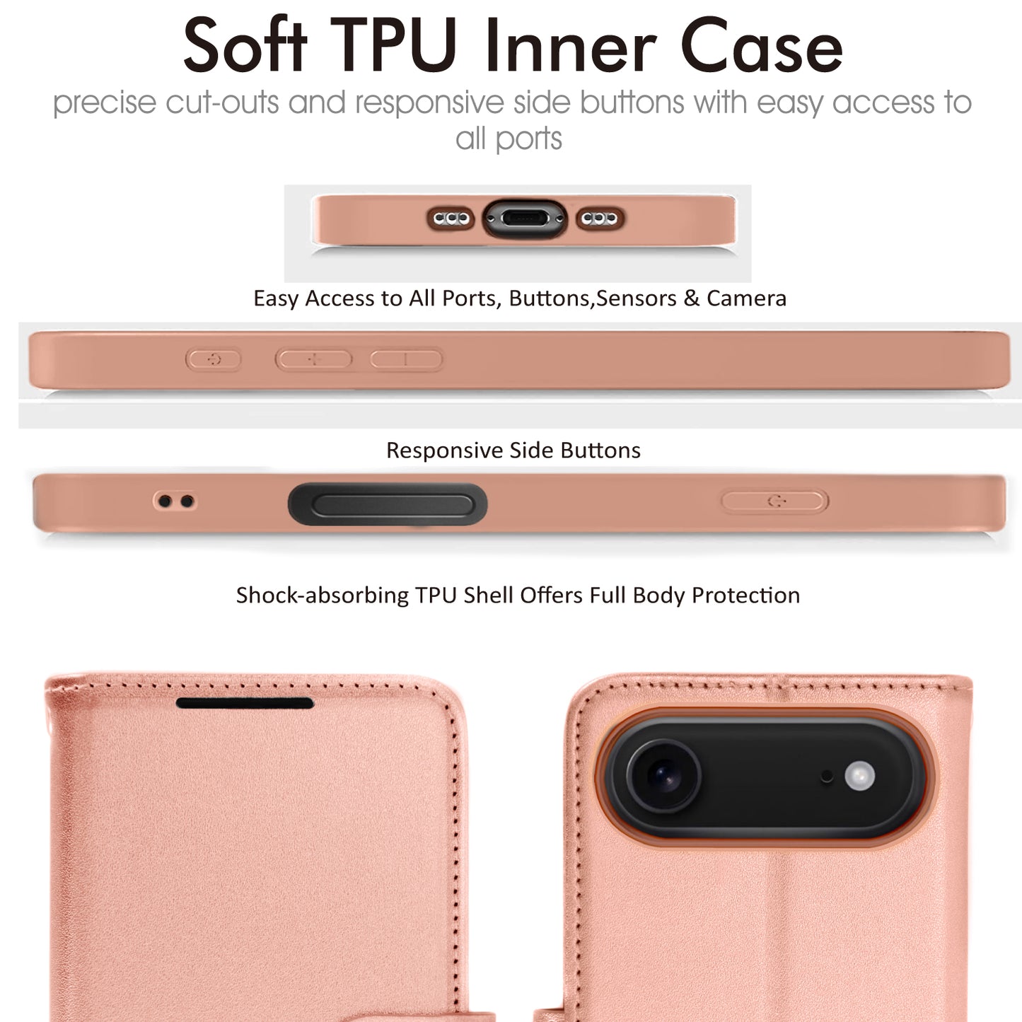 [Wallet Case] RFID Blocking, Leather Flip Cover with Card Holder, Kickstand, Wrist Strap, Magnetic Closure For Apple iPhone Air