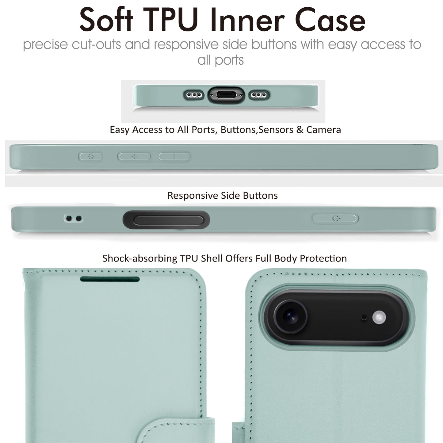 [Wallet Case] RFID Blocking, Leather Flip Cover with Card Holder, Kickstand, Wrist Strap, Magnetic Closure For Apple iPhone Air
