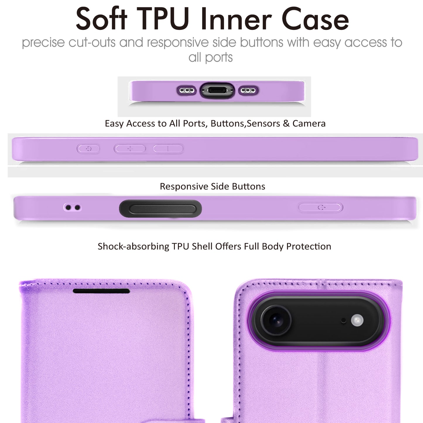 [Wallet Case] RFID Blocking, Leather Flip Cover with Card Holder, Kickstand, Wrist Strap, Magnetic Closure For Apple iPhone Air