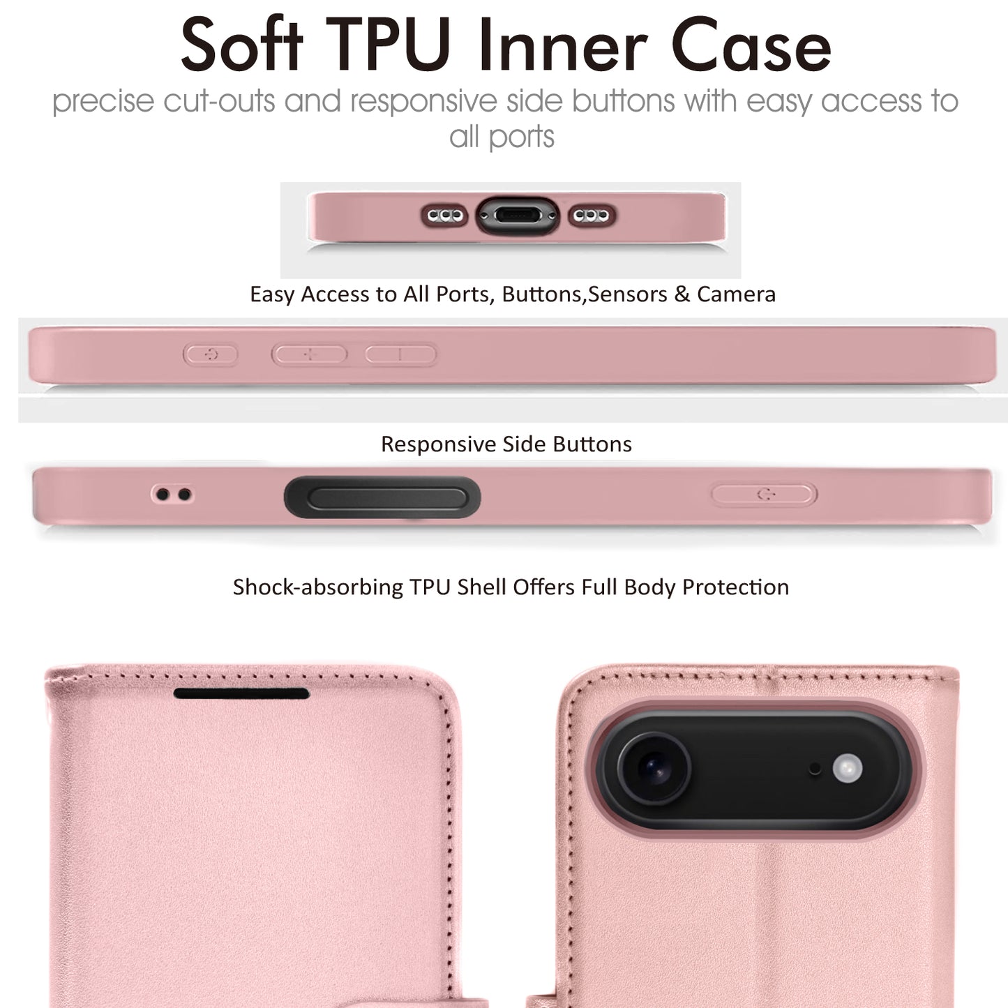 [Wallet Case] RFID Blocking, Leather Flip Cover with Card Holder, Kickstand, Wrist Strap, Magnetic Closure For Apple iPhone Air