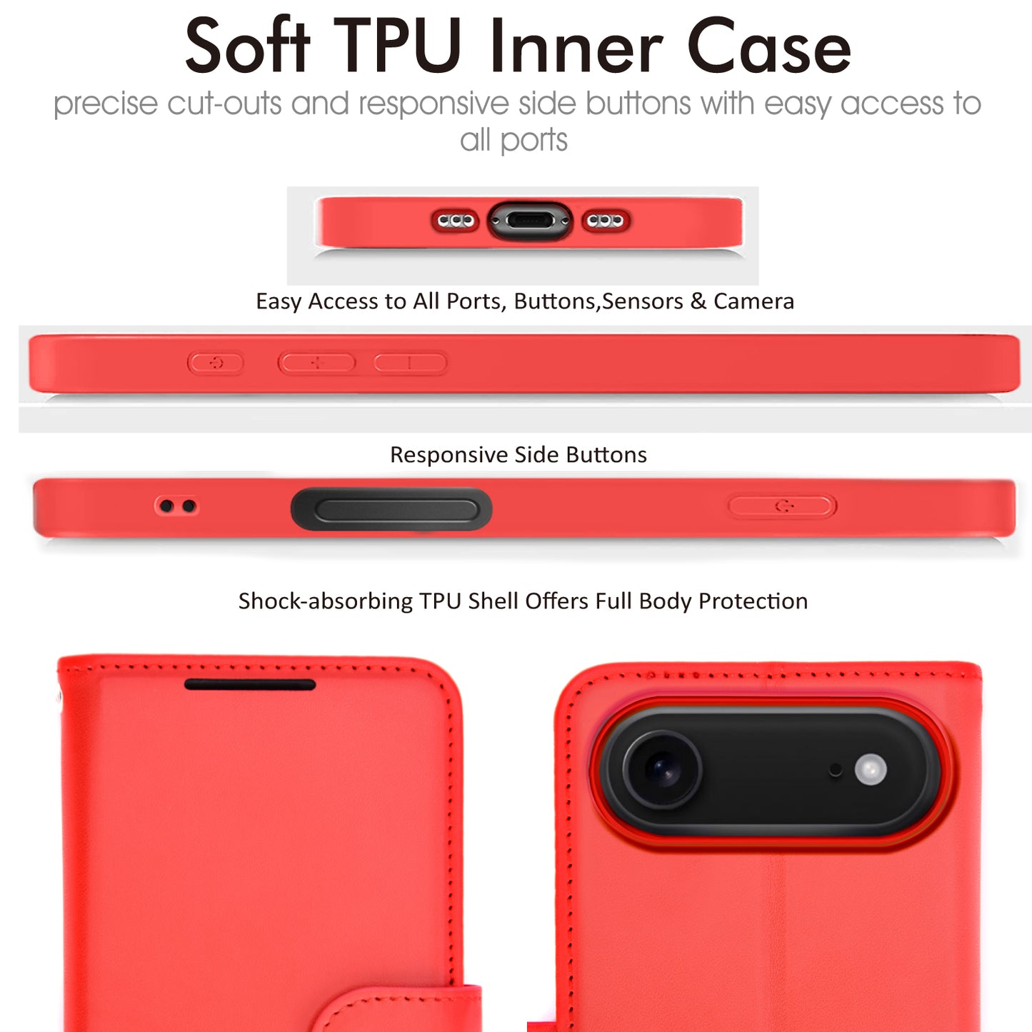 [Wallet Case] RFID Blocking, Leather Flip Cover with Card Holder, Kickstand, Wrist Strap, Magnetic Closure For Apple iPhone Air