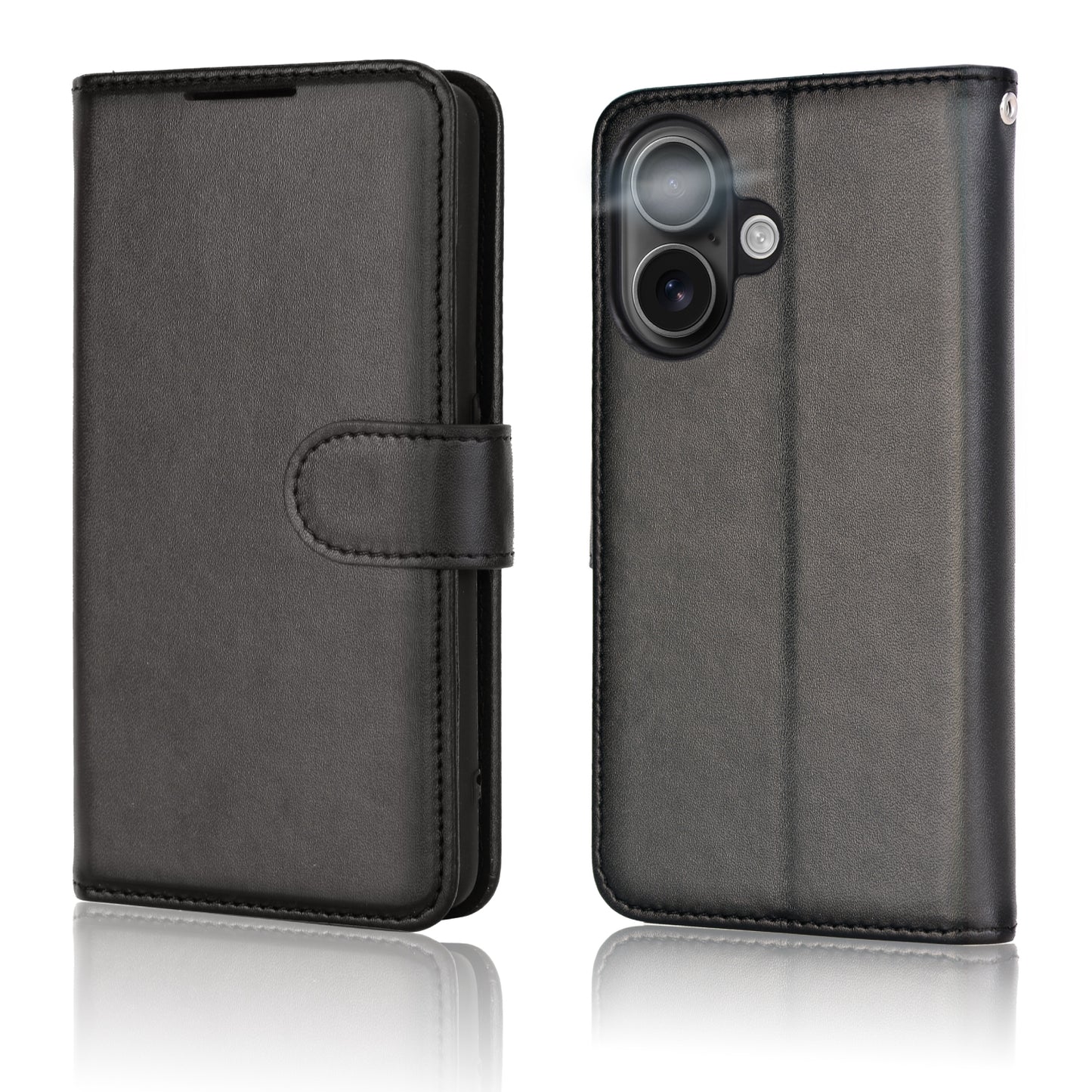 [Wallet Case] RFID Blocking, Leather Flip Cover with Card Holder, Kickstand, Wrist Strap, Magnetic Closure For Apple iPhone 17