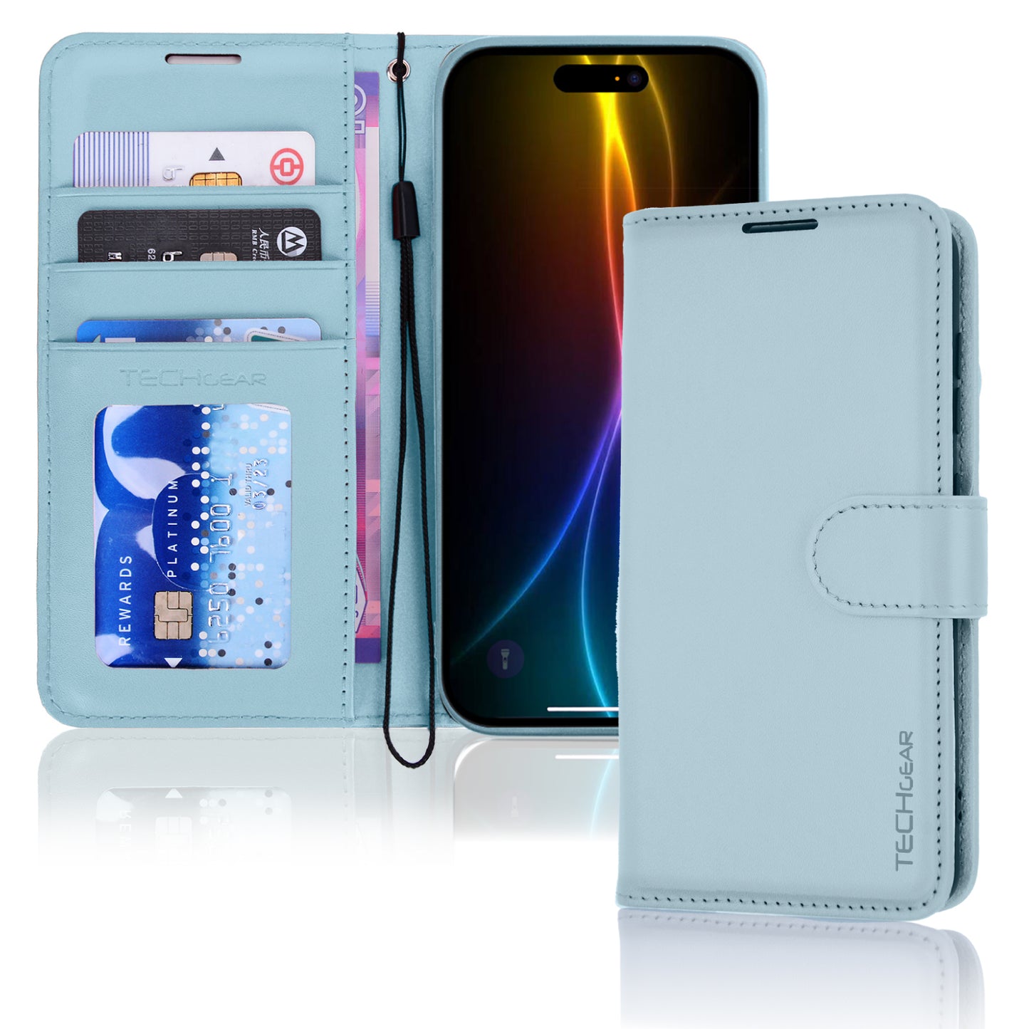 [Wallet Case] RFID Blocking, Leather Flip Cover with Card Holder, Kickstand, Wrist Strap, Magnetic Closure For Apple iPhone 17
