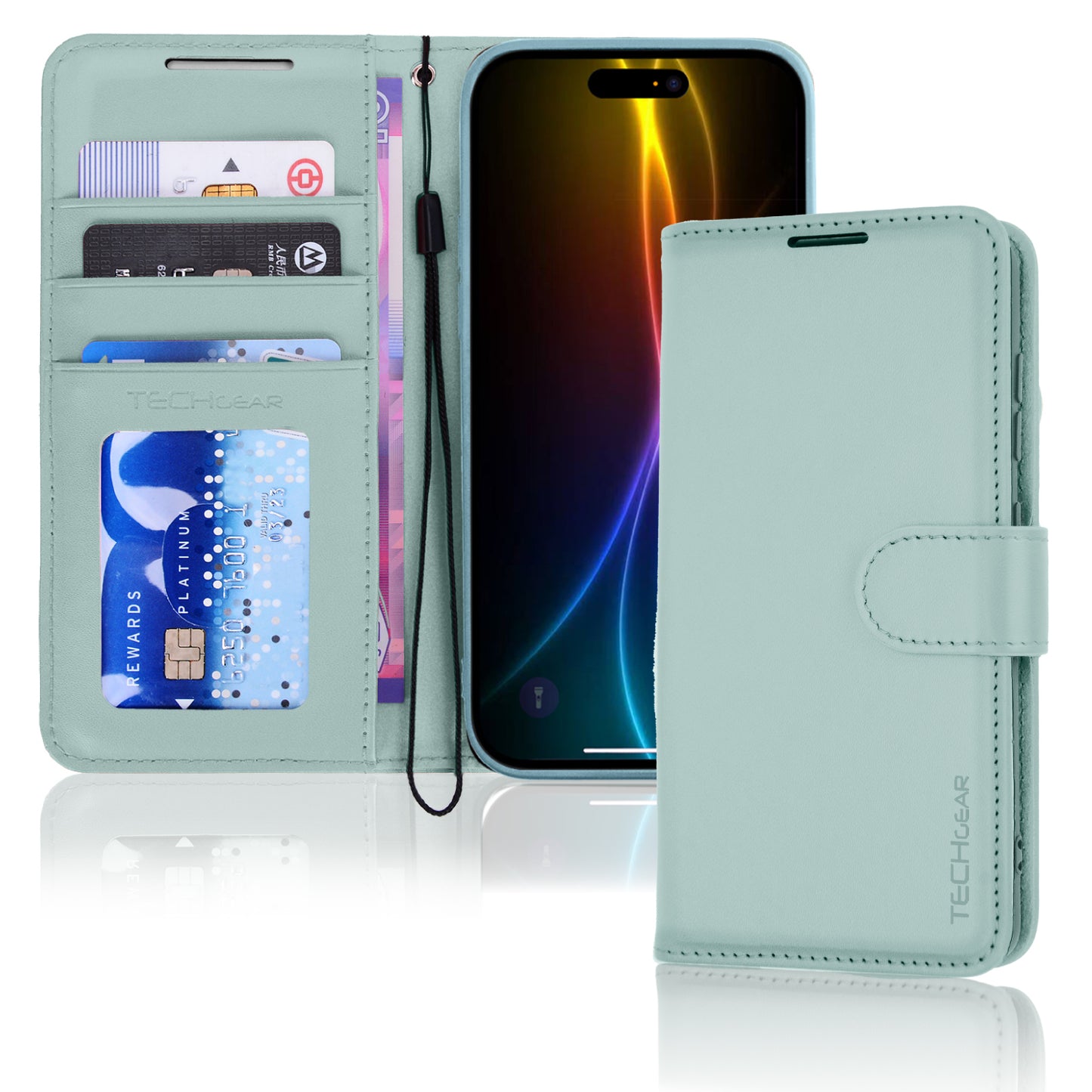 [Wallet Case] RFID Blocking, Leather Flip Cover with Card Holder, Kickstand, Wrist Strap, Magnetic Closure For Apple iPhone 17