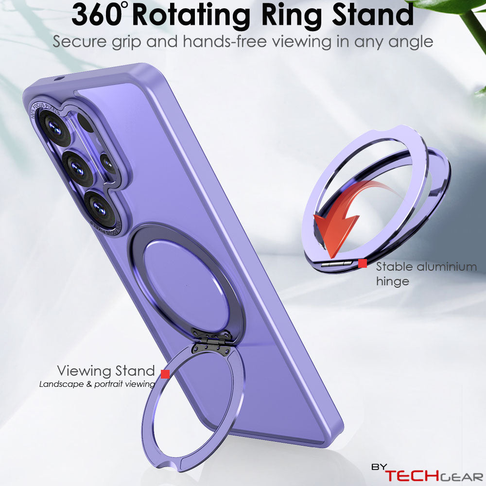 TECHGEAR Magnetic Stand Case for Samsung Galaxy S26 Ultra - Shockproof Hybrid Cover with 360° Ring Holder, Hard Back & Wireless Charging Compatible