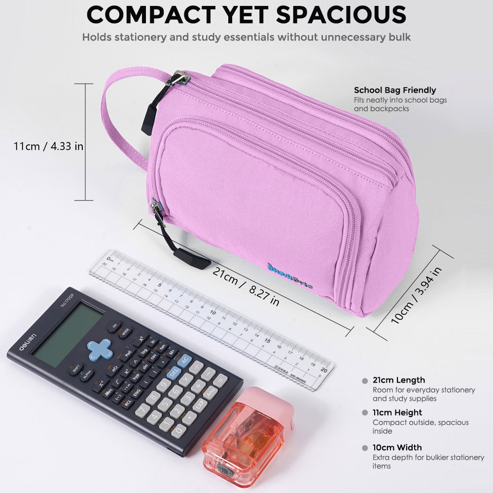 SharkByte Large Pencil Case Organiser - Big Capacity Stationery Storage Pouch with Compartments for School, College, Study, Office, Travel & Everyday Organisation