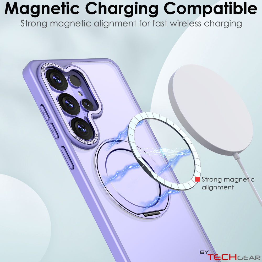 TECHGEAR Magnetic Stand Case for Samsung Galaxy S26 Ultra - Shockproof Hybrid Cover with 360° Ring Holder, Hard Back & Wireless Charging Compatible