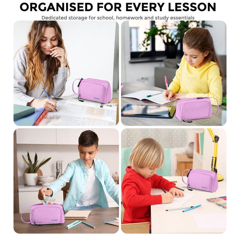 SharkByte Large Pencil Case Organiser - Big Capacity Stationery Storage Pouch with Compartments for School, College, Study, Office, Travel & Everyday Organisation