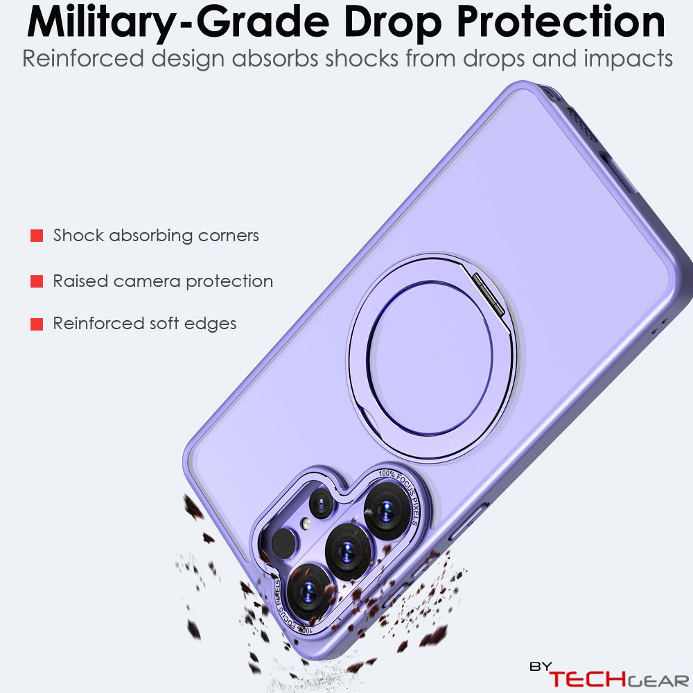 TECHGEAR Magnetic Stand Case for Samsung Galaxy S26 Ultra - Shockproof Hybrid Cover with 360° Ring Holder, Hard Back & Wireless Charging Compatible