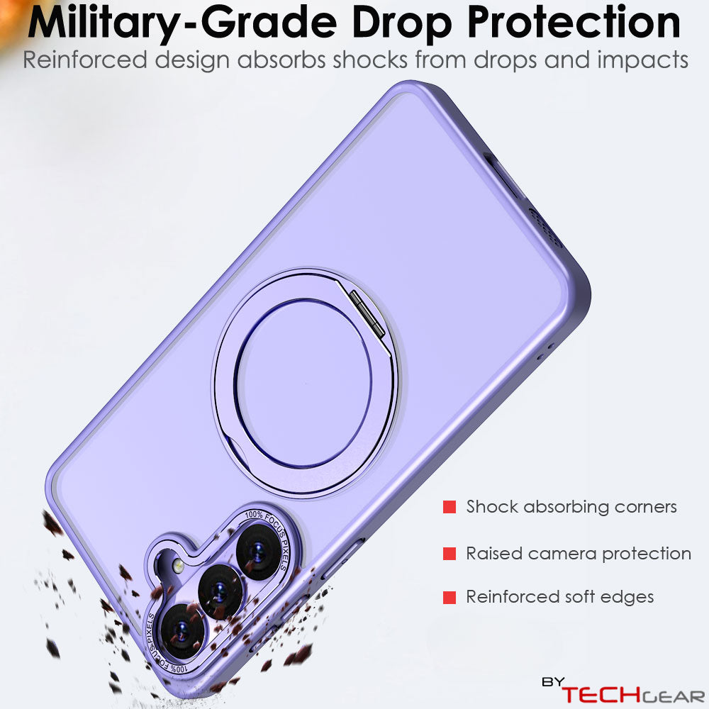 TECHGEAR Magnetic Stand Case for Samsung Galaxy S26 Plus - Shockproof Hybrid Cover with 360° Ring Holder, Hard Back & Wireless Charging Compatible