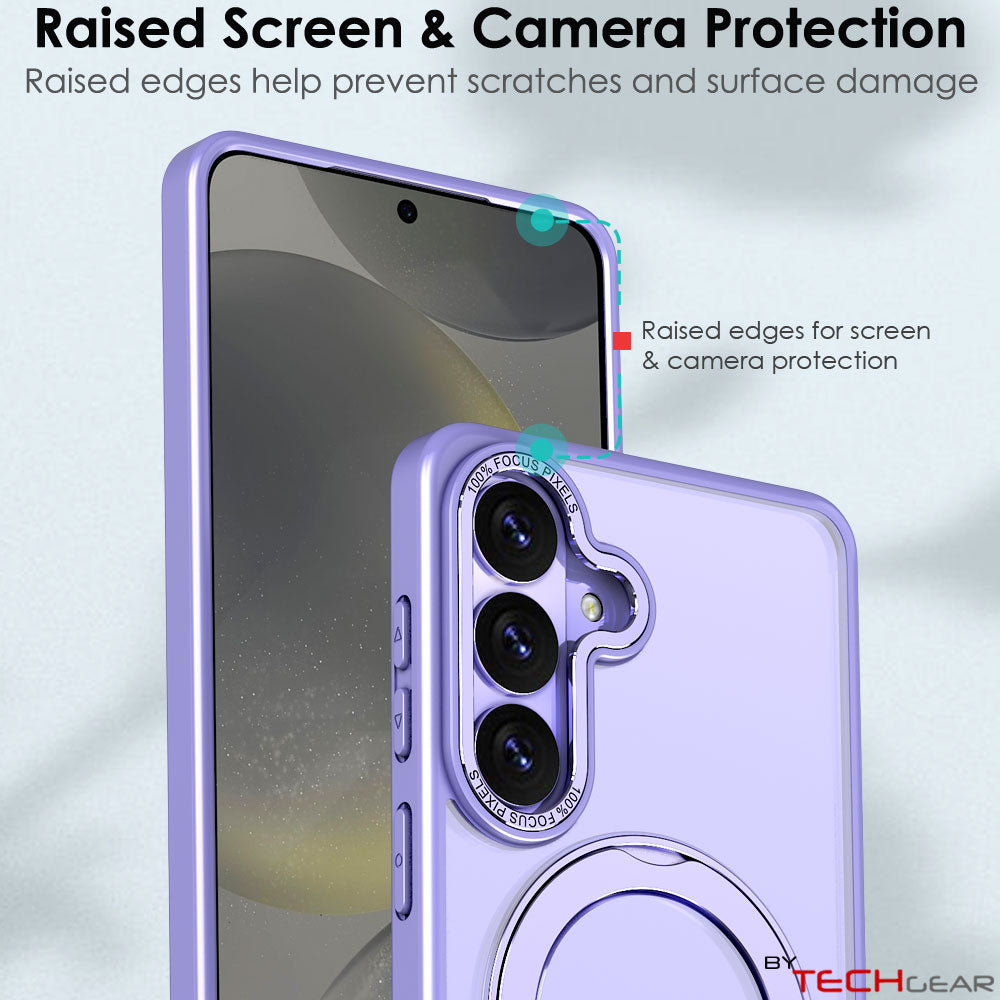 TECHGEAR Magnetic Stand Case for Samsung Galaxy S26 Plus - Shockproof Hybrid Cover with 360° Ring Holder, Hard Back & Wireless Charging Compatible