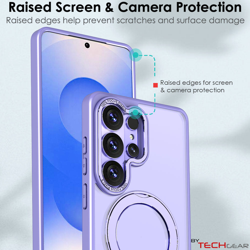 TECHGEAR Magnetic Stand Case for Samsung Galaxy S26 Ultra - Shockproof Hybrid Cover with 360° Ring Holder, Hard Back & Wireless Charging Compatible