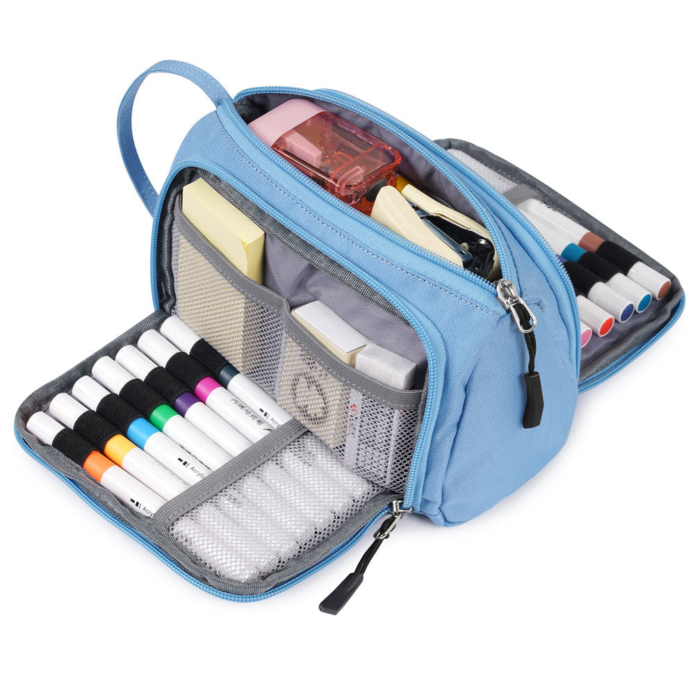 SharkByte Large Pencil Case Organiser - Big Capacity Stationery Storage Pouch with Compartments for School, College, Study, Office, Travel & Everyday Organisation
