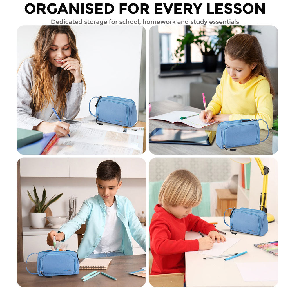 SharkByte Large Pencil Case Organiser - Big Capacity Stationery Storage Pouch with Compartments for School, College, Study, Office, Travel & Everyday Organisation