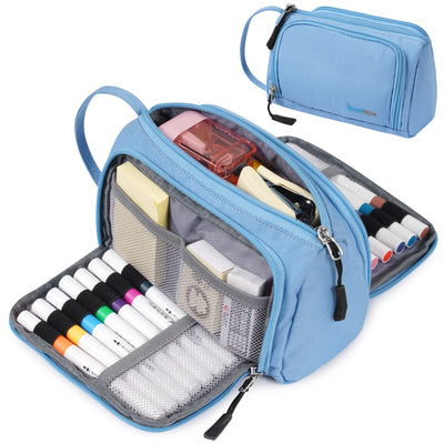 SharkByte Large Pencil Case – Big Capacity Recycled Fabric Stationery Organizer with Handle for School, College, Office & Travel (Available in 11 Colours)