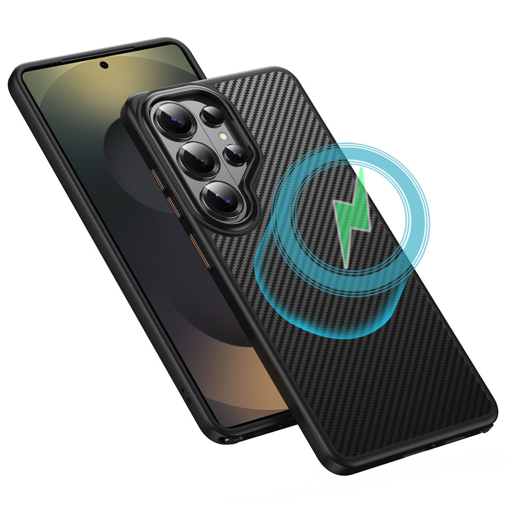 TECHGEAR Carbon Fibre Case for Samsung Galaxy S26 Ultra - Magnetic Slim Shockproof Hard Back Cover, Wireless Charging Compatible