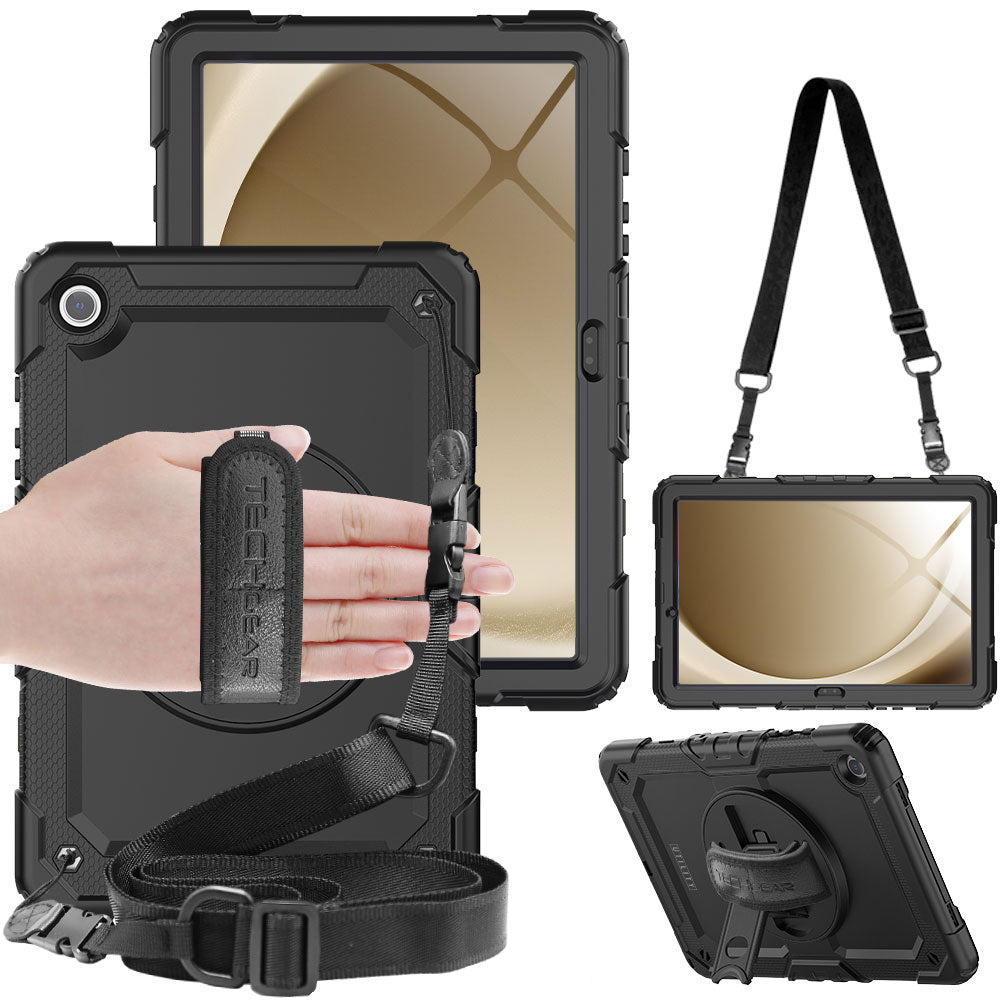 TECHGEAR Utility Case for Samsung Galaxy Tab A11+ (A11 Plus) 11" (SM-X230 / SM-X236) – Full Body Rugged Case with Stand, Hand Strap & Shoulder Strap