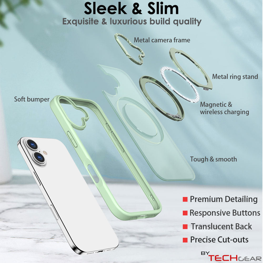 [Magnetic Ring Kickstand] For Apple iPhone 17, Slim, Tough Shockproof Armour, MagSafe Compatible Case with Stand