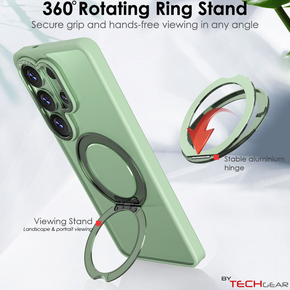 TECHGEAR Magnetic Stand Case for Samsung Galaxy S26 Ultra - Shockproof Hybrid Cover with 360° Ring Holder, Hard Back & Wireless Charging Compatible