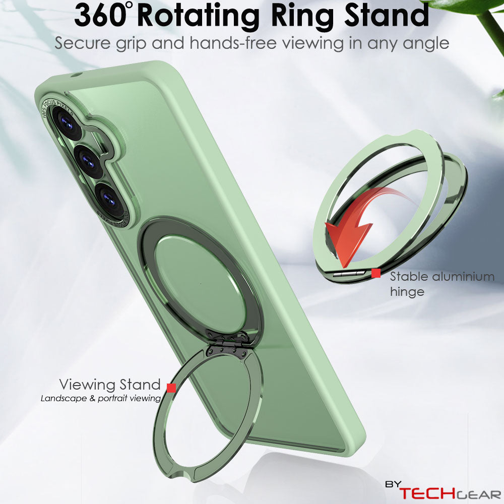 TECHGEAR Magnetic Stand Case for Samsung Galaxy S26 Plus - Shockproof Hybrid Cover with 360° Ring Holder, Hard Back & Wireless Charging Compatible