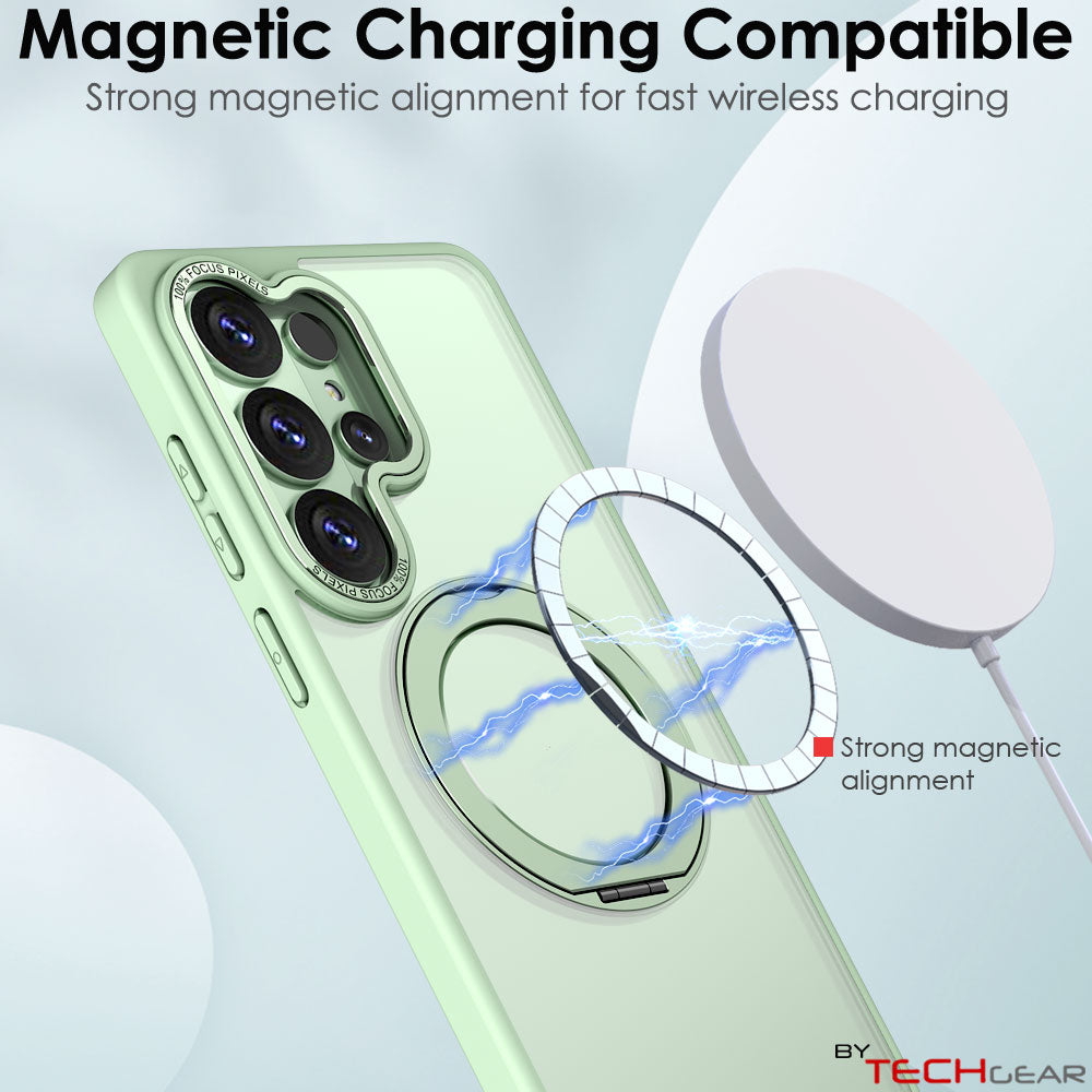 TECHGEAR Magnetic Stand Case for Samsung Galaxy S26 Ultra - Shockproof Hybrid Cover with 360° Ring Holder, Hard Back & Wireless Charging Compatible