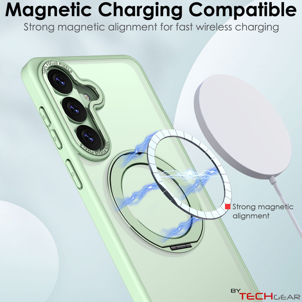 TECHGEAR Magnetic Stand Case for Samsung Galaxy S26 Plus - Shockproof Hybrid Cover with 360° Ring Holder, Hard Back & Wireless Charging Compatible