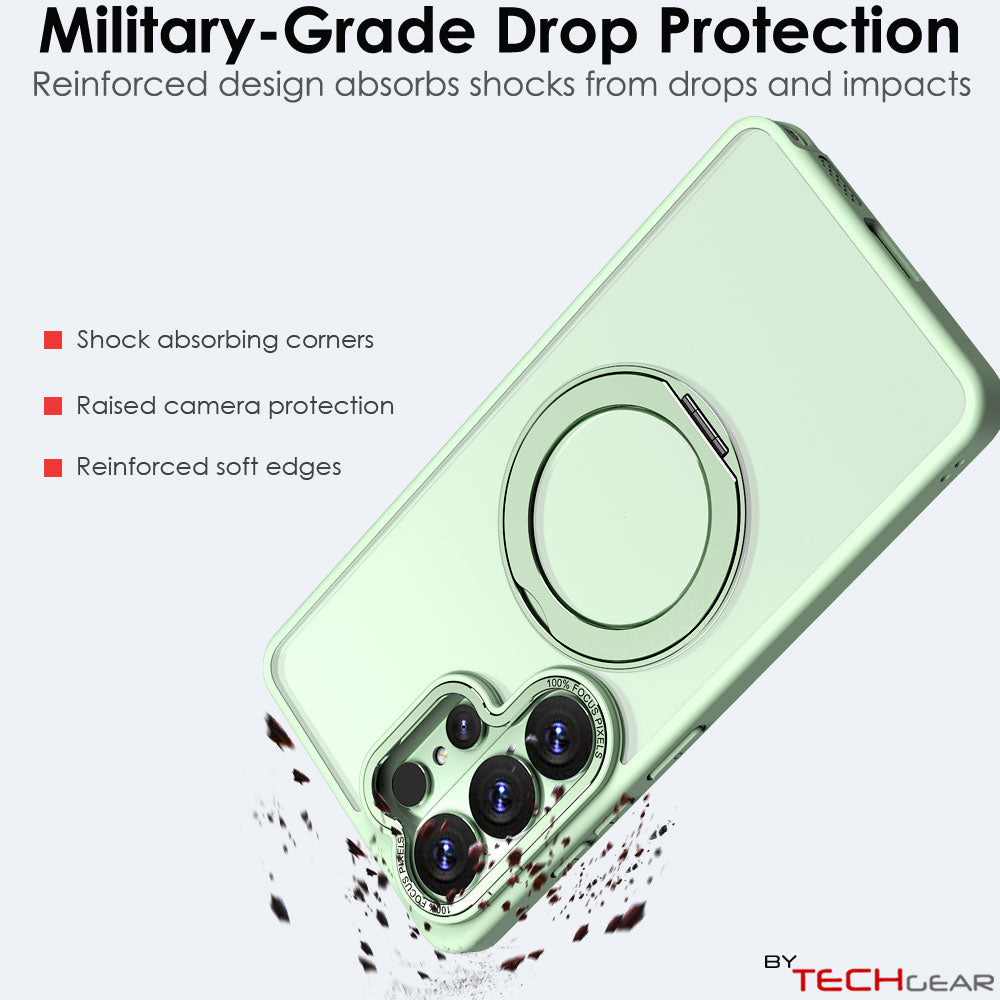 TECHGEAR Magnetic Stand Case for Samsung Galaxy S26 Ultra - Shockproof Hybrid Cover with 360° Ring Holder, Hard Back & Wireless Charging Compatible