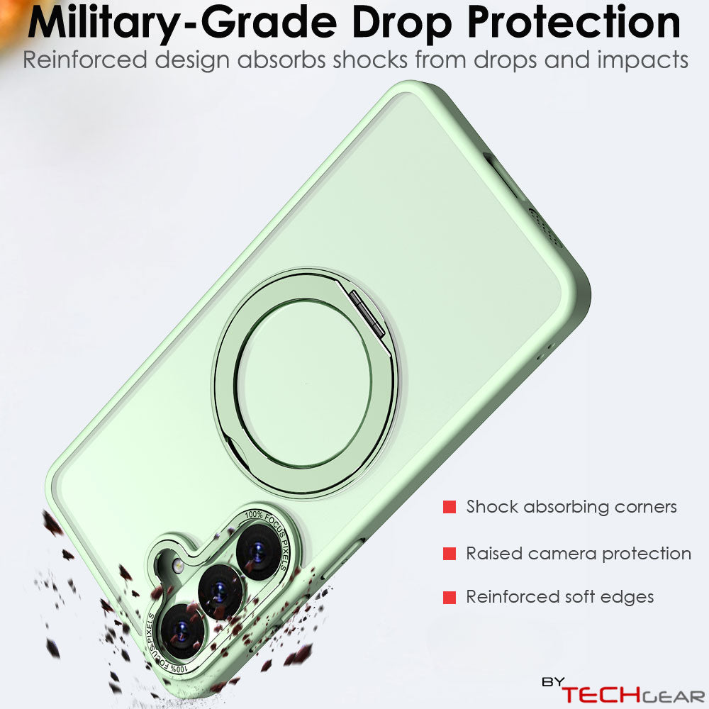 TECHGEAR Magnetic Stand Case for Samsung Galaxy S26 Plus - Shockproof Hybrid Cover with 360° Ring Holder, Hard Back & Wireless Charging Compatible
