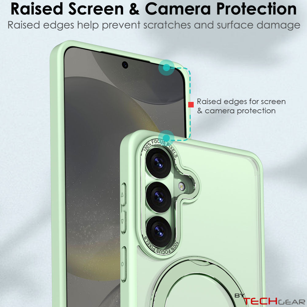 TECHGEAR Magnetic Stand Case for Samsung Galaxy S26 Plus - Shockproof Hybrid Cover with 360° Ring Holder, Hard Back & Wireless Charging Compatible