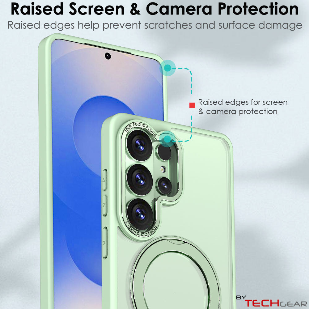 TECHGEAR Magnetic Stand Case for Samsung Galaxy S26 Ultra - Shockproof Hybrid Cover with 360° Ring Holder, Hard Back & Wireless Charging Compatible