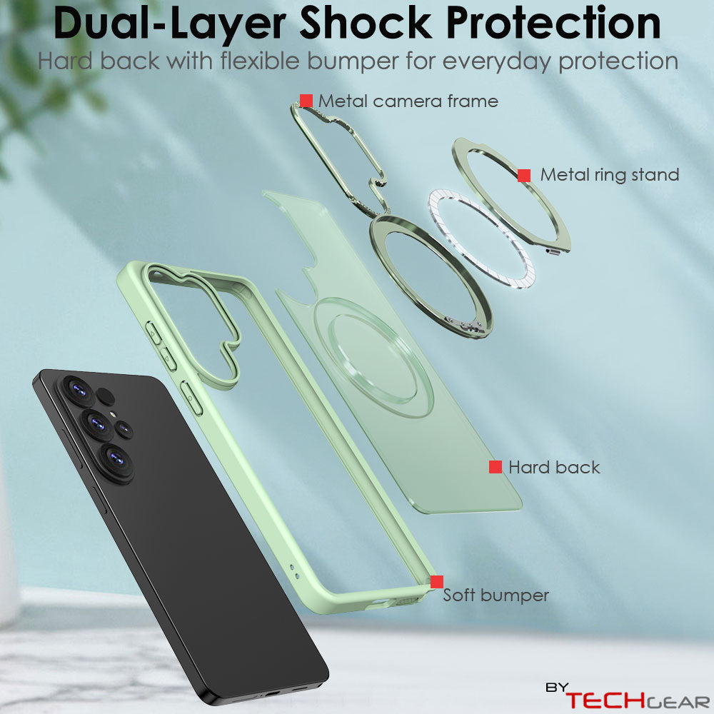 TECHGEAR Magnetic Stand Case for Samsung Galaxy S26 Ultra - Shockproof Hybrid Cover with 360° Ring Holder, Hard Back & Wireless Charging Compatible
