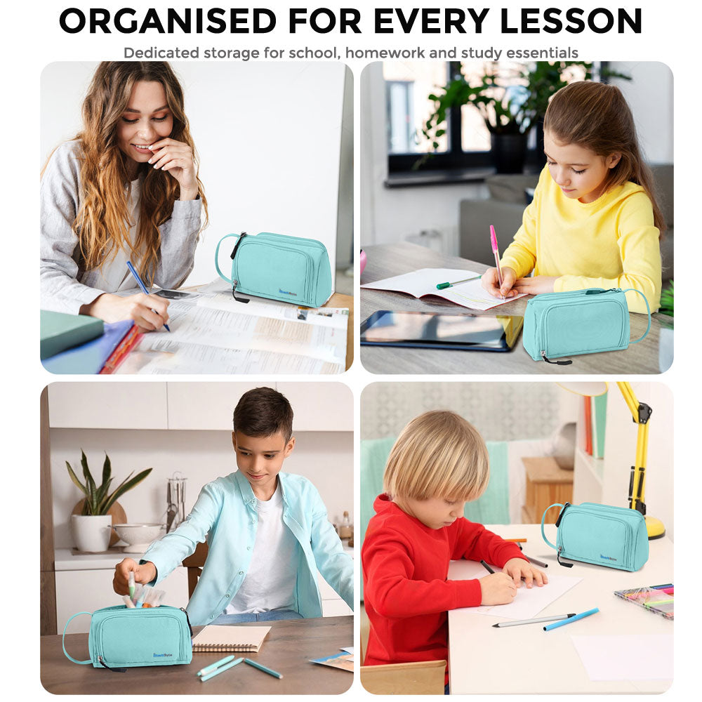 SharkByte Large Pencil Case Organiser - Big Capacity Stationery Storage Pouch with Compartments for School, College, Study, Office, Travel & Everyday Organisation