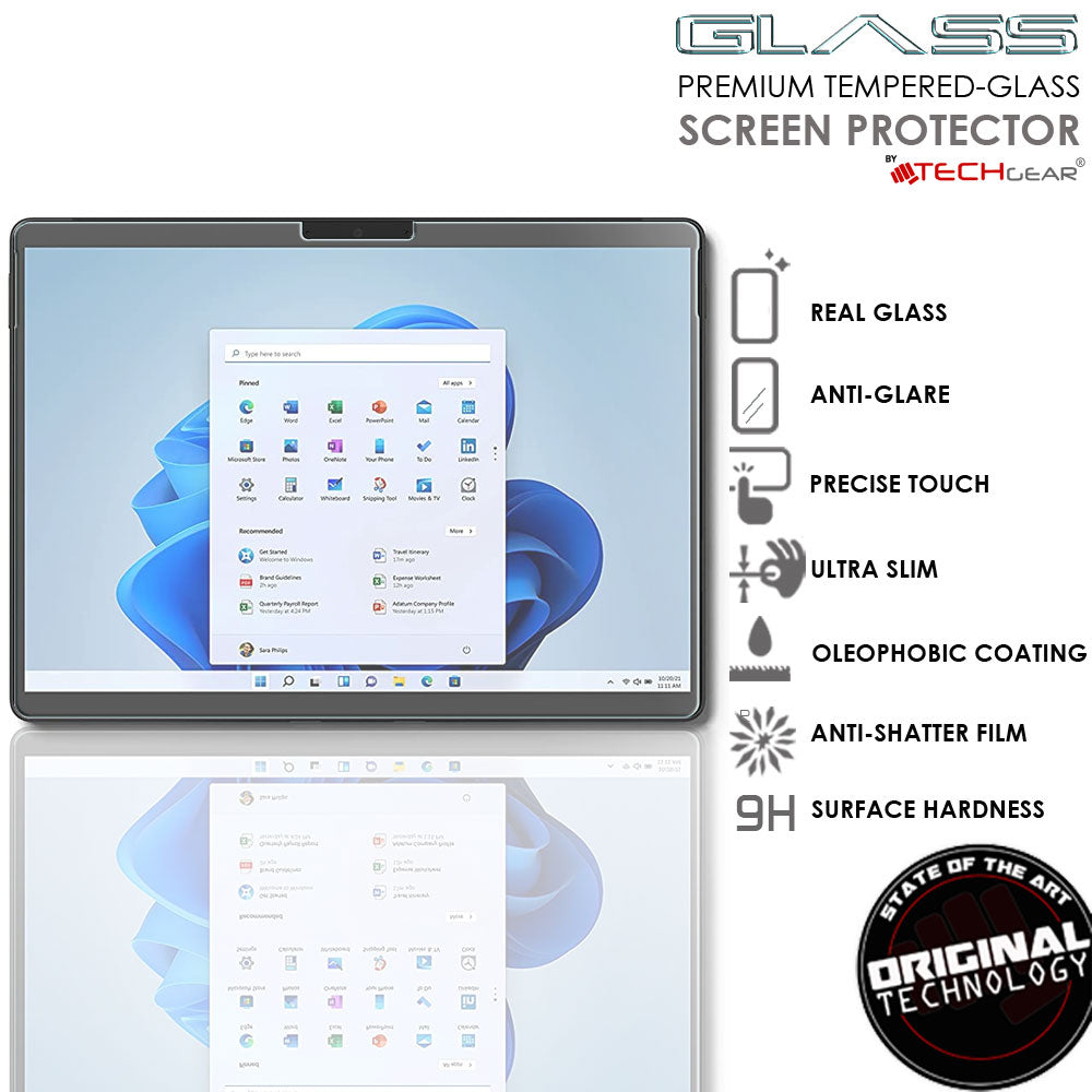 TECHGEAR Anti-Glare Matte Tempered Glass Screen Protector for Microsoft Surface Pro 13 (2026), Surface Pro 11, Pro 10 & Pro 9 | 9H Toughened Glass, Surface Pen Compatible, Anti-Fingerprint, Full Adhesive