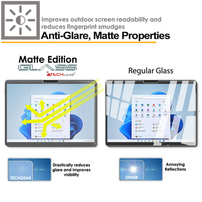 TECHGEAR Anti-Glare Matte Tempered Glass Screen Protector for Microsoft Surface Pro 13 (2026), Surface Pro 11, Pro 10 & Pro 9 | 9H Toughened Glass, Surface Pen Compatible, Anti-Fingerprint, Full Adhesive