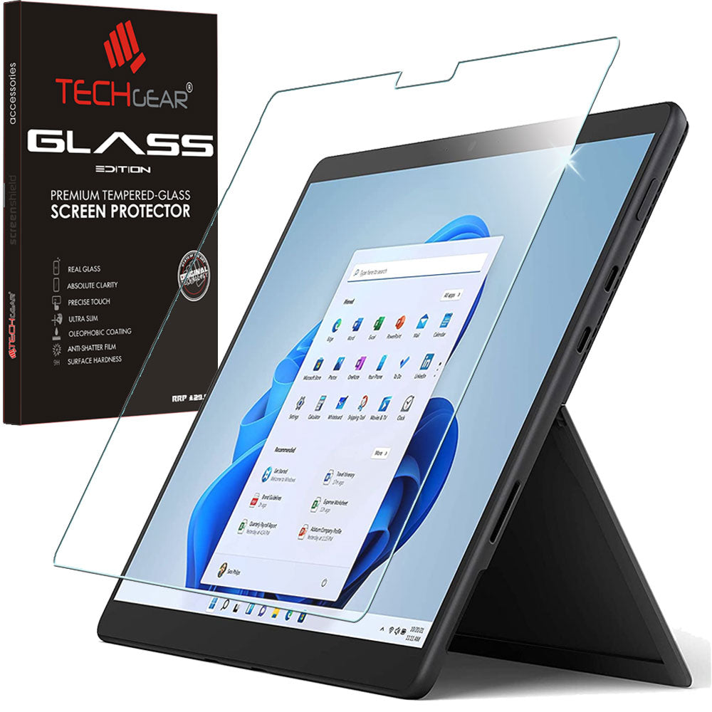 TECHGEAR Tempered Glass Screen Protector for Microsoft Surface Pro 13 (2026), Surface Pro 11, Pro 10 & Pro 9 | 9H Toughened Glass, Crystal Clear, Surface Pen Compatible | 1 Pack / 2 Pack