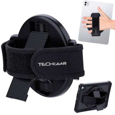 TECHGEAR Universal Tablet Hand Strap Holder & Stand – 360° Rotating Grip with Kickstand for iPad & Tablets 7–13"