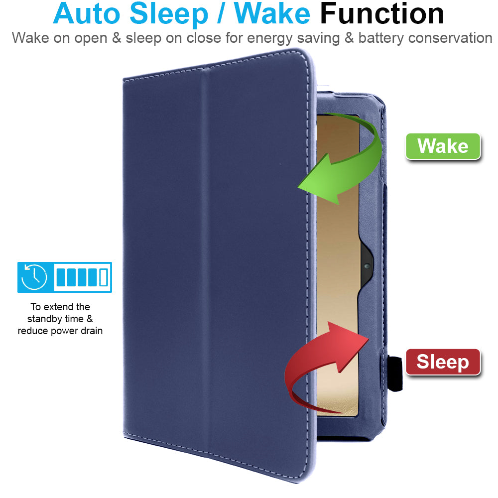 TECHGEAR Folio Case for Samsung Galaxy Tab A11+ & A9+ 11" (SM-X230/X236/X210/X215) – Leather Stand Cover with Hand Strap & Auto Sleep/Wake