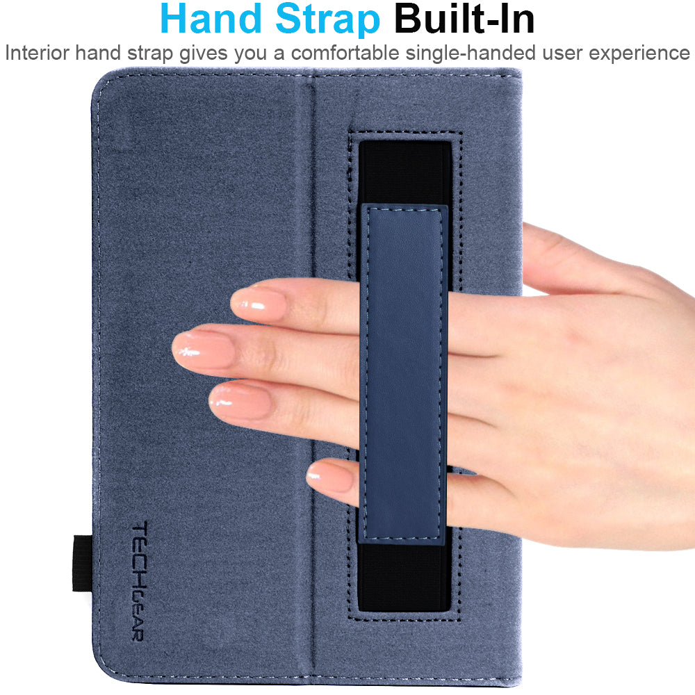 TECHGEAR Folio Case for Samsung Galaxy Tab A11+ & A9+ 11" (SM-X230/X236/X210/X215) – Leather Stand Cover with Hand Strap & Auto Sleep/Wake